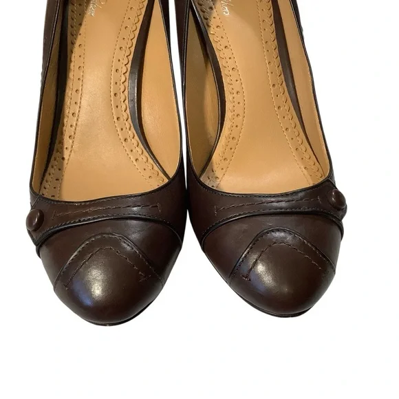 Brooks Brother Brown Genuine Leather Cap Toe Heels - Picture 3 of 9